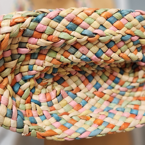 Large Colorful Straw Beach Bag Tote - Picture 7 of 9